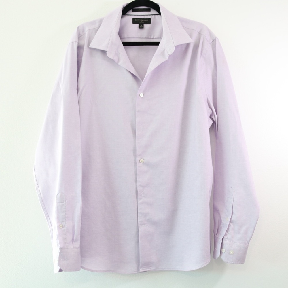 Banana Republic Men's XL Grant Fit Non-Iron 100% Cotton Long Sleeved Shirt LILAC